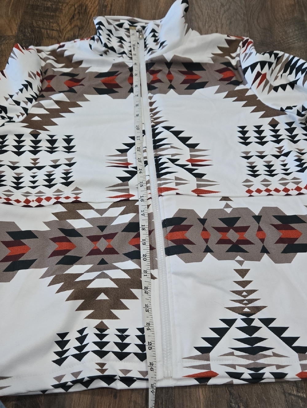 White Aztec Print Zip-Up Jacket - Picture 7 of 7